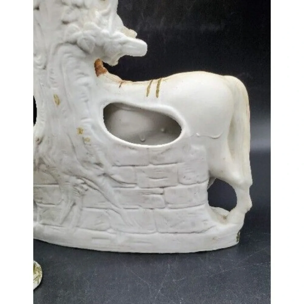Antique‎ Pair German Grafental Bisque Porcelain Figurine Vase Horse People 6.5